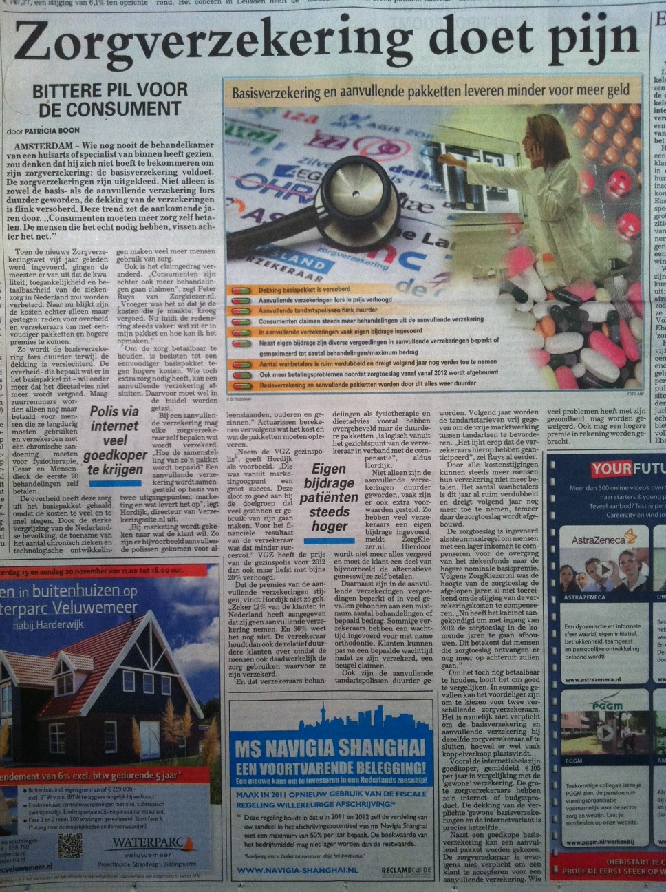 Zorgverzekering doet pijn - ZorgKiezer.nl De Telegraaf 19 november 2011