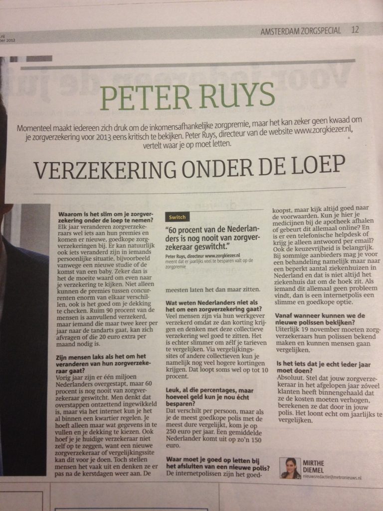 ZorgKiezer in de Metro 13 nov
