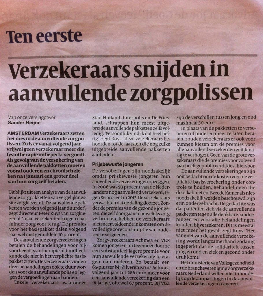 ZorgKiezer.nl in Volkskrant